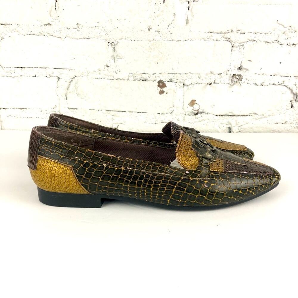 Vintage Annie Patchwork Faux Animal Tiger Accent Loafers - Picture 9 of 12
